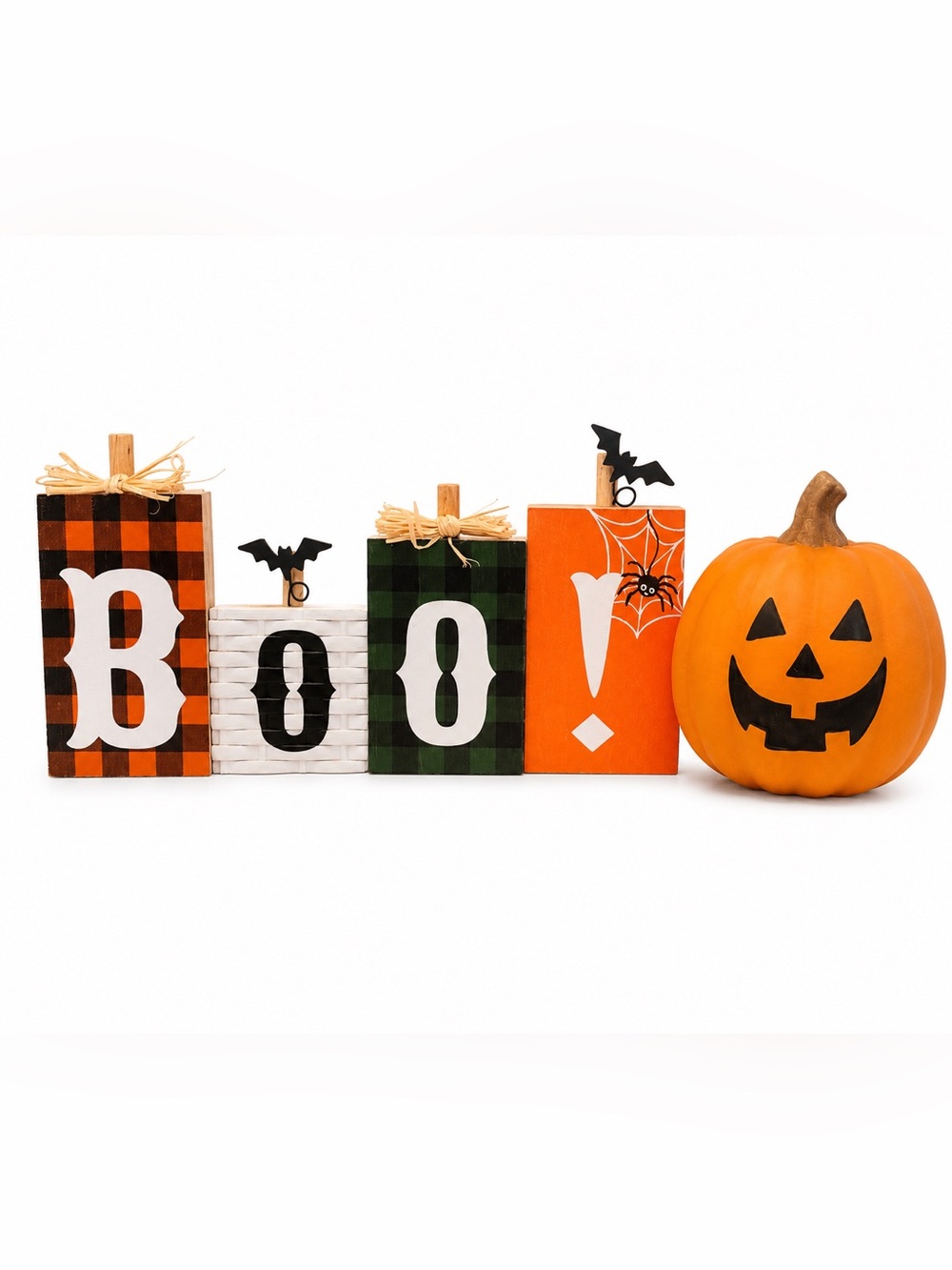 Halloween Block Pumpkin Set - Orange, Green, White, Black
